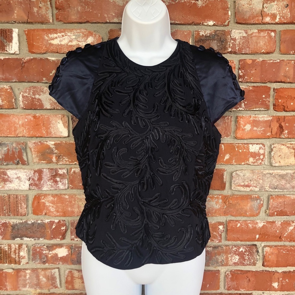 Carmen Marc Valvo navy blue top W 8 - Picture 3 of 13